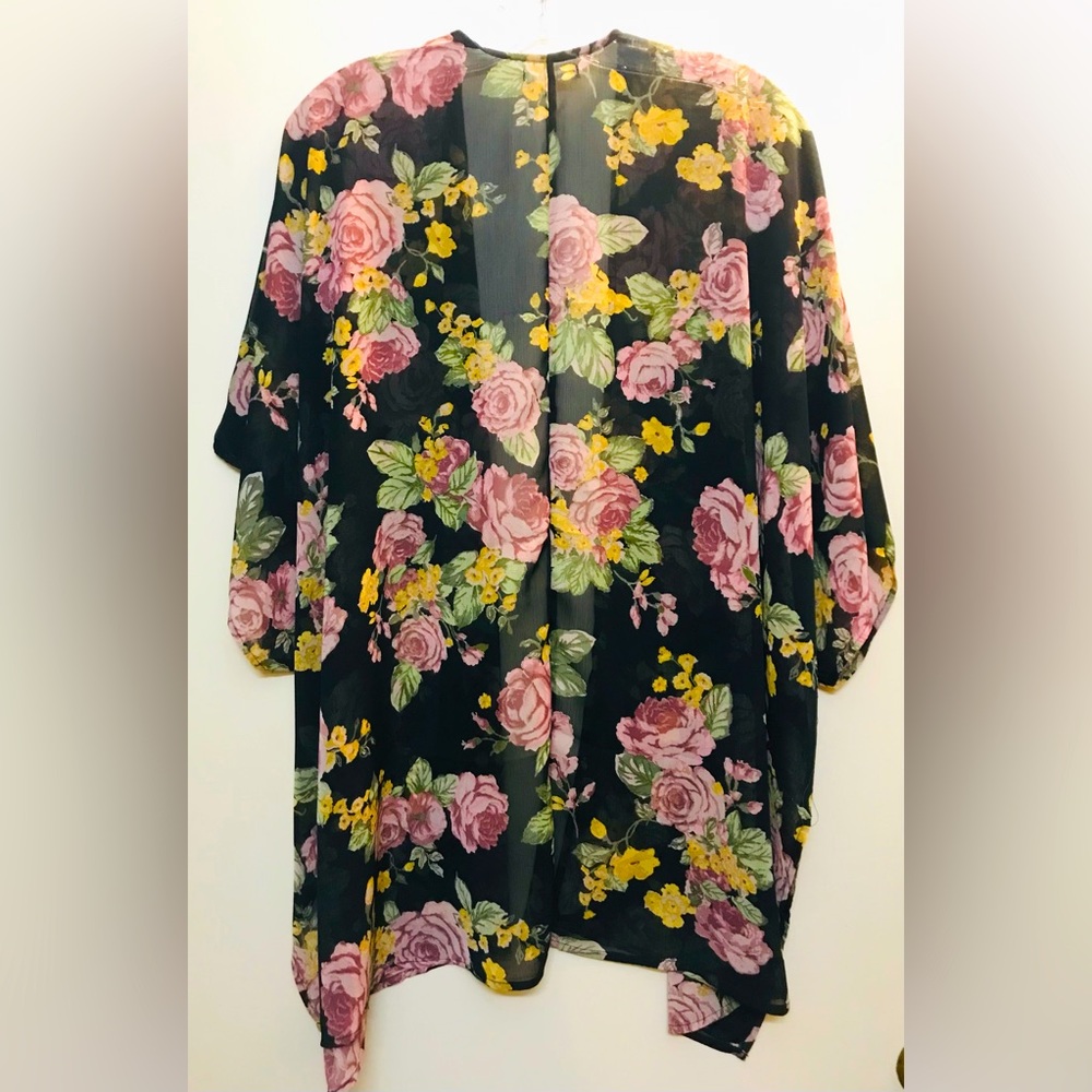 Maurices Semi-Sheer Floral Kimono/Coverup
